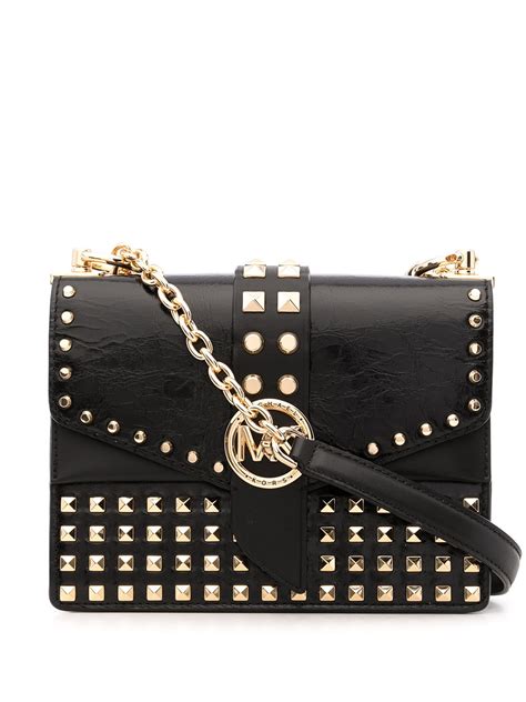 michael kors large womens bag with pad lock and studs|Michael Kors studded crossbody bag.